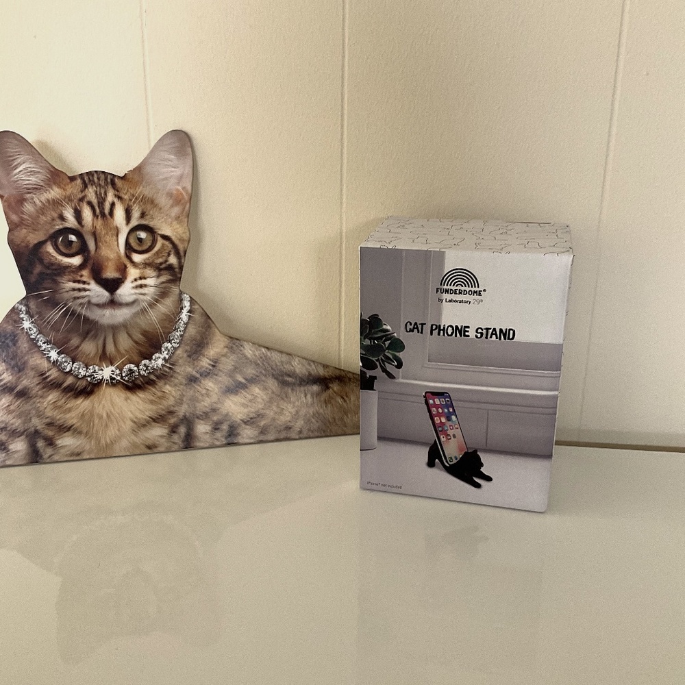 Brand new in box Funderome by laboratory black cat phone stand! SUPER CUTE!